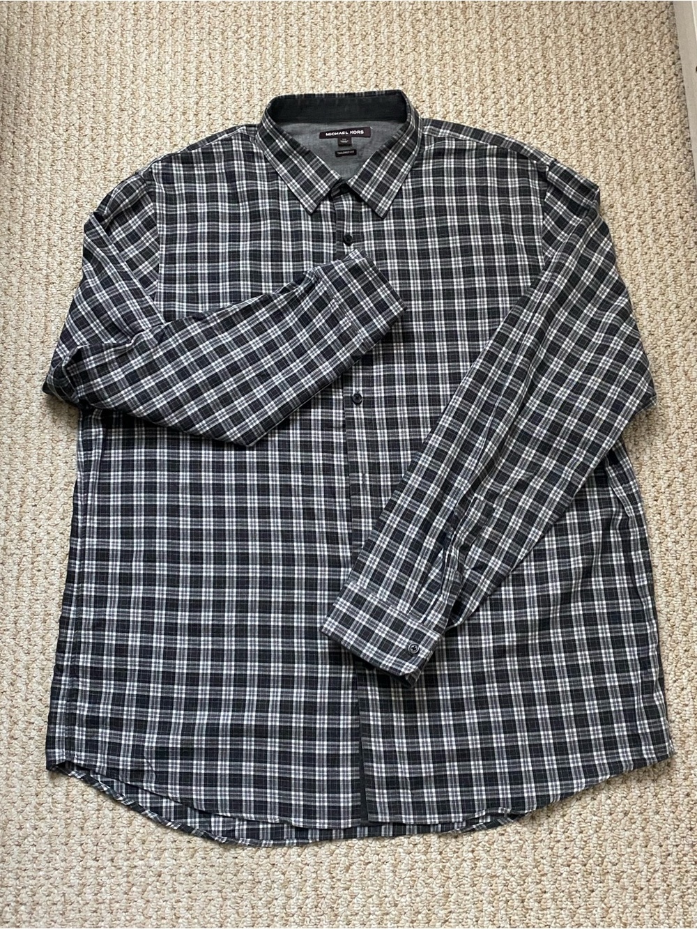 MICHAEL KORS | 100% Cotton Plaid Button Down Shirt Tailored Fit XXL - Picture 15 of 17